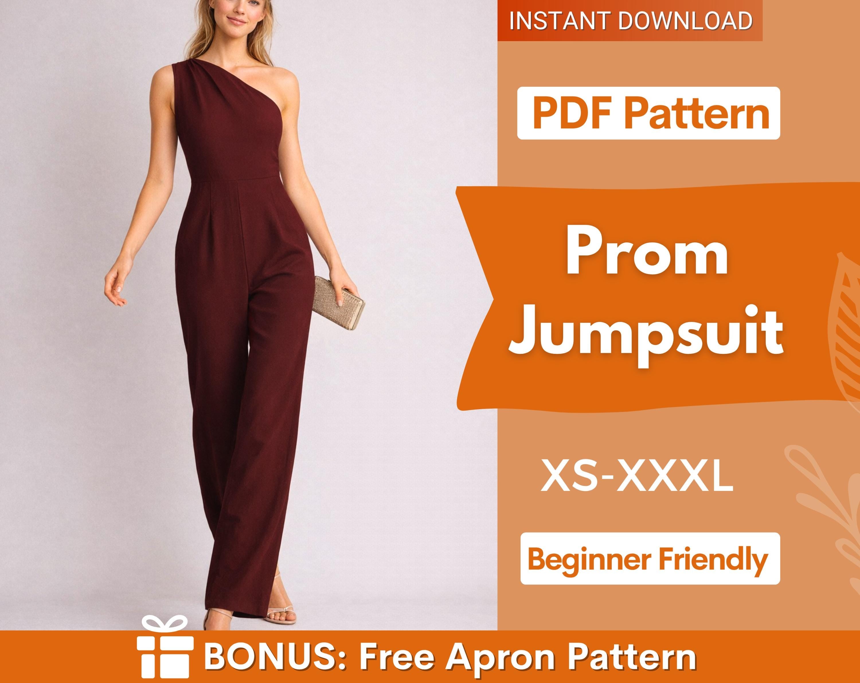 Jumpsuit Pattern | Sewing Patterns | Women Sewing Patterns | One Shoulder Jumpsuit Sewing Pattern | Prom Jumpsuit Pattern | Dress Pattern