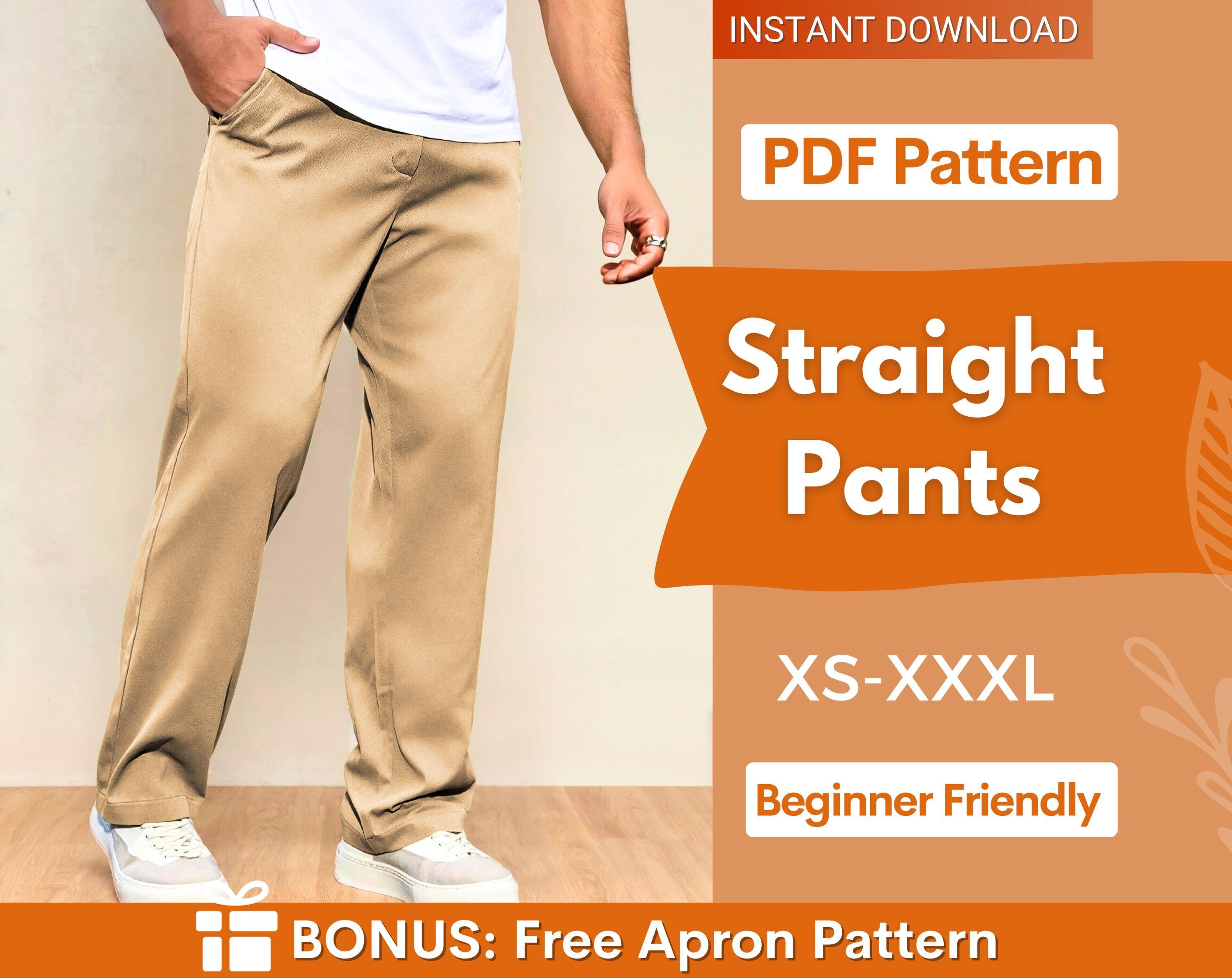 Men Straight Leg Pants Pattern | Men Trousers Pattern | Men Sewing Pattern Pants, Straight Pants for men, Men's Sewing Pattern Trousers