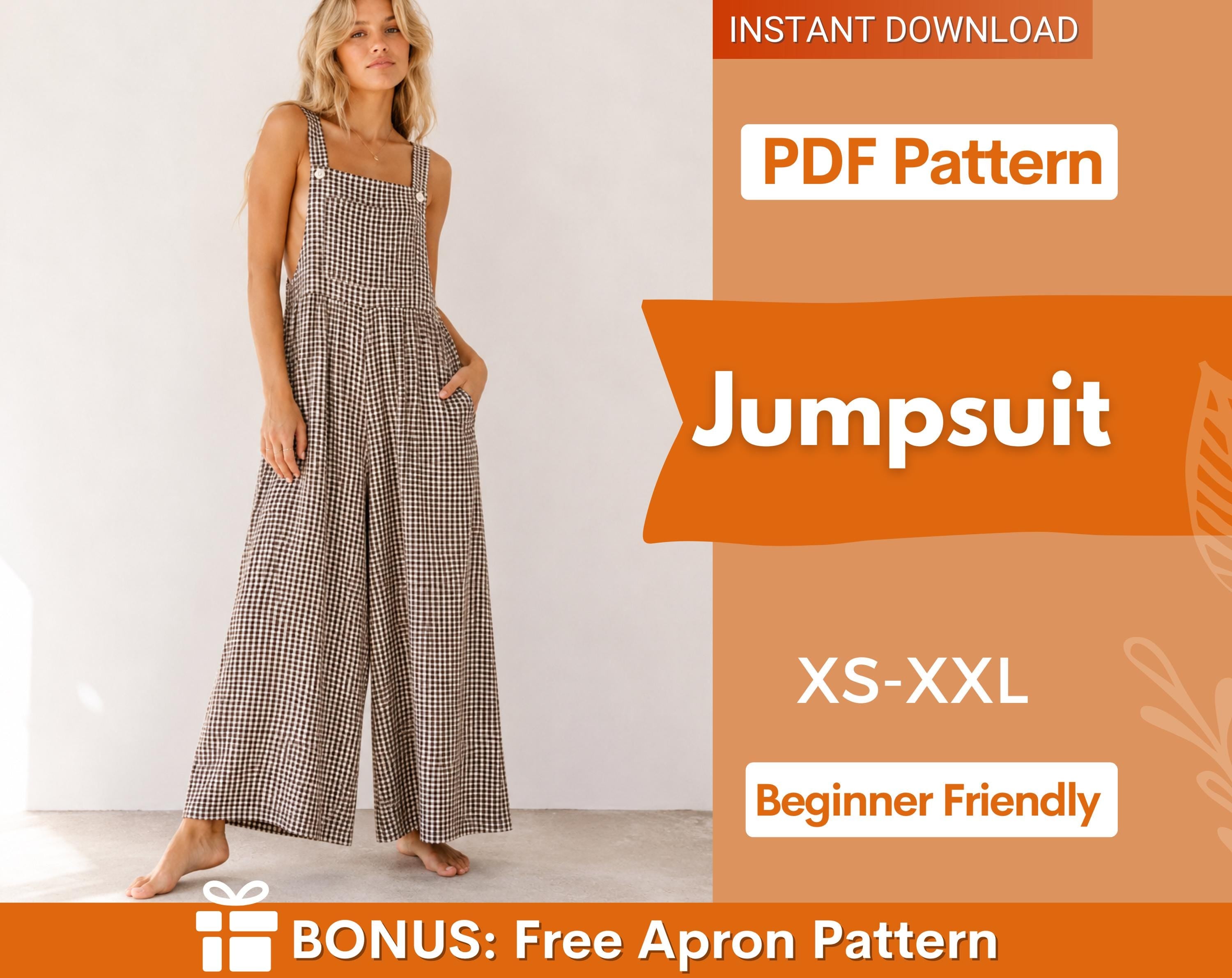 Jumpsuit Sewing Pattern for Women | Overalls pattern | Romper Pattern |Women's Jumpsuits | Dungaree Pant Loose Trouser | Sewing Pattern