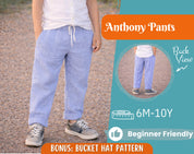 Pants Sewing Pattern for Kids, Elastic Waistband Pants Pattern, Kids Pattern, Baby Sewing Pattern, Beginner Pattern, Sewing Pattern Toddlers