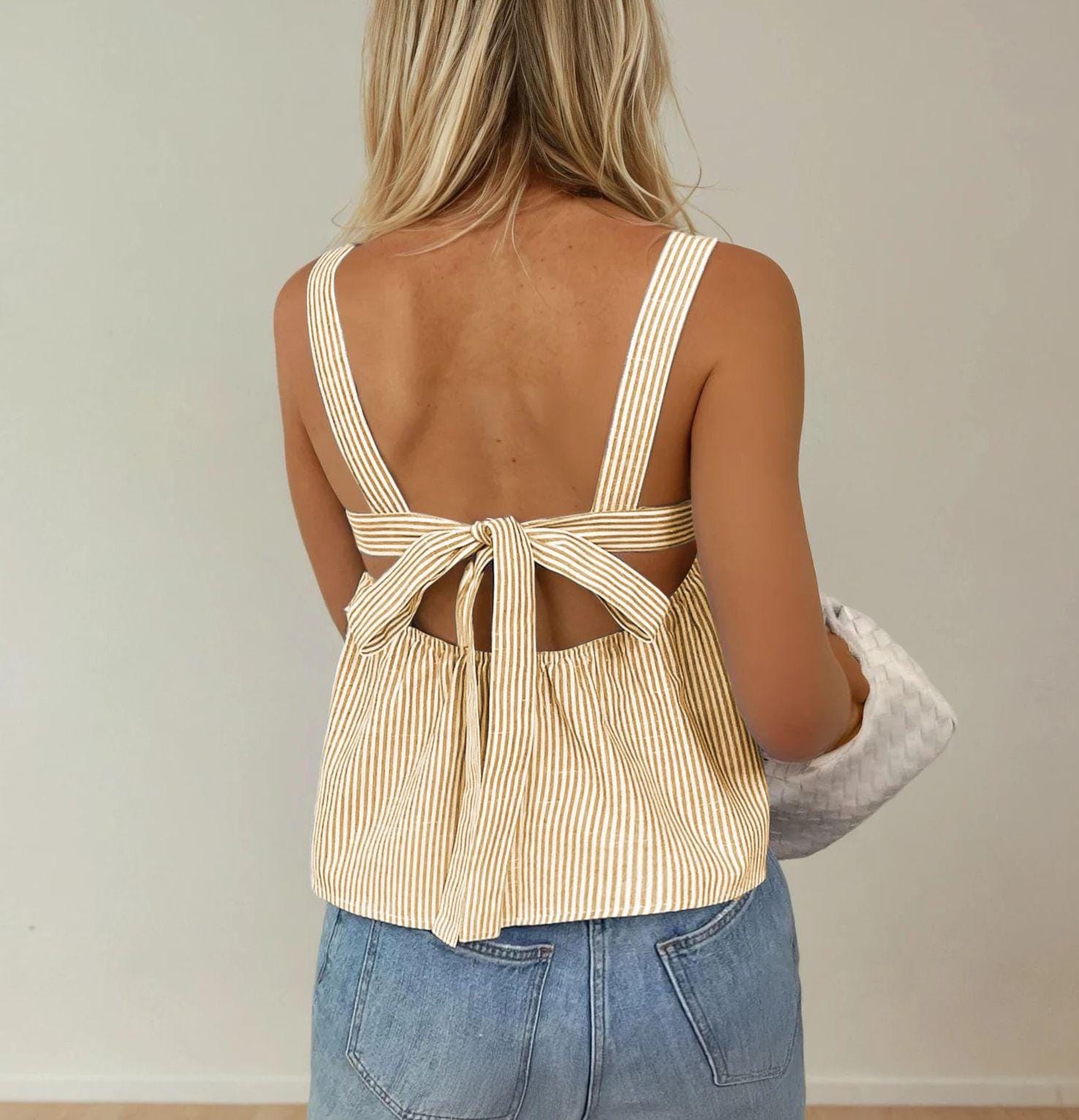 Back Tie Top Sewing Pattern, Women Sewing Pattern, Peplum Top Pattern, Sewing Patterns for Women, Summer Top, Tie Top, Blouse Top Pattern