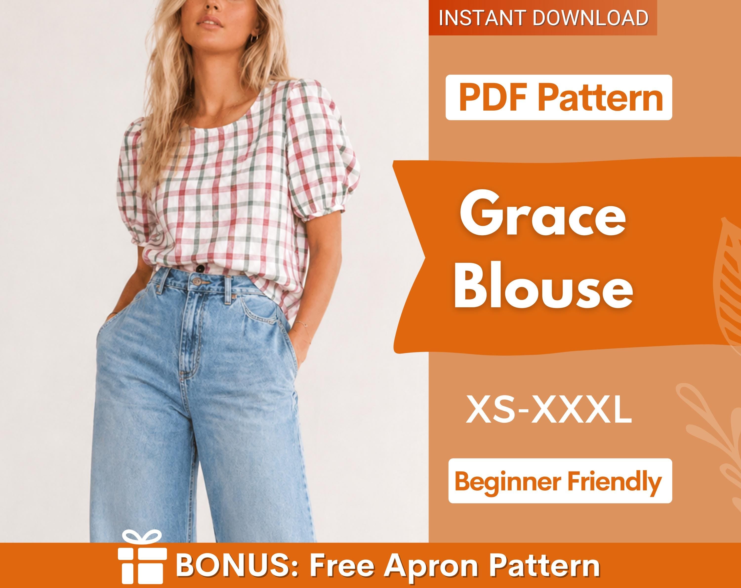 Blouse Sewing Pattern | Top Pattern | Women Sewing Pattern | Milkmaid Blouse Top Pattern | Beginner Sewing Pattern | Patterns for Women