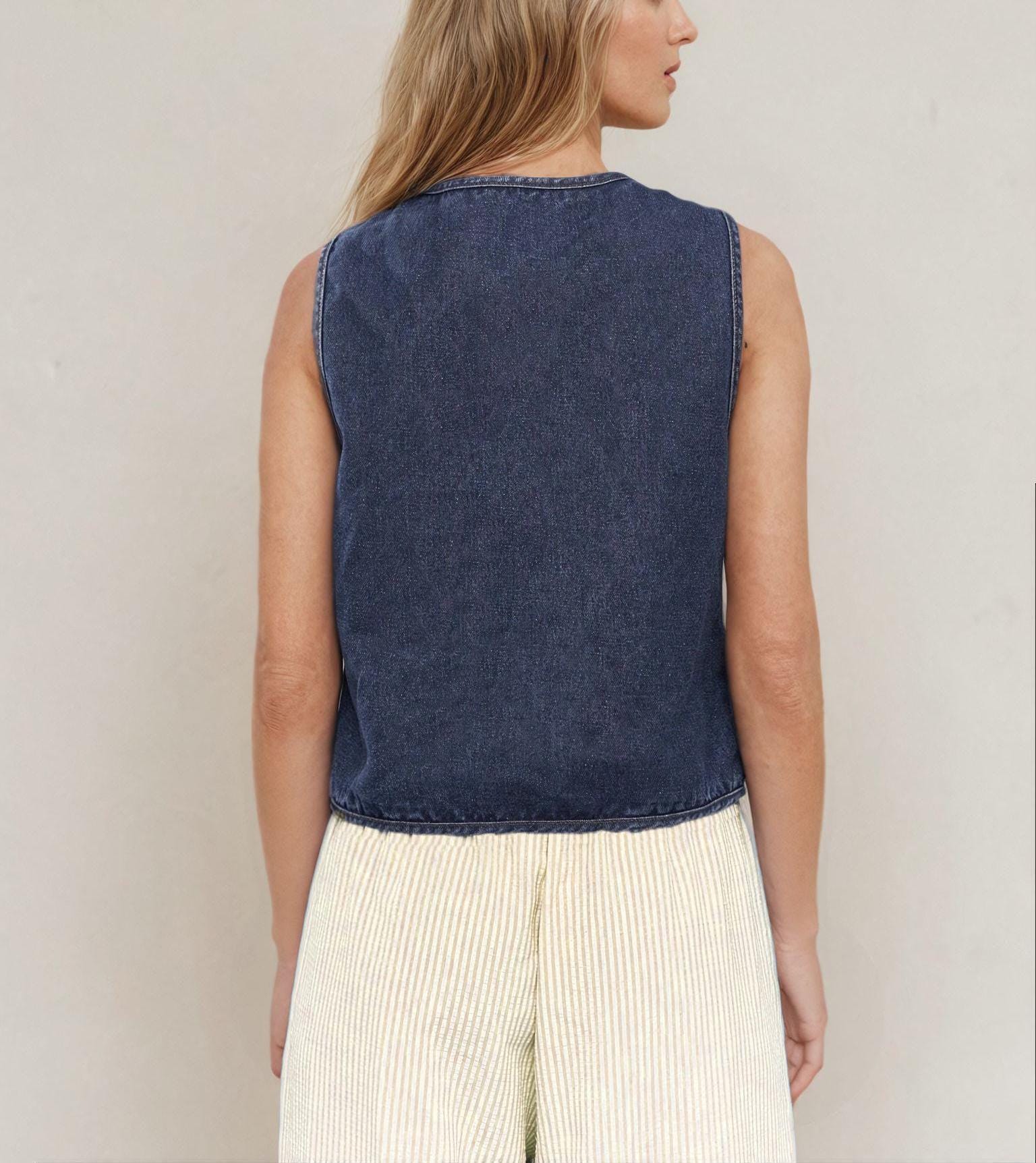 Claudia Top Sewing Pattern | Front Tie Top Pattern | Vest Pattern | Women Sewing Patterns | Denim Pattern Vest Top Women