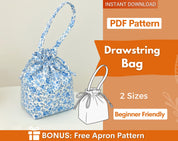 Drawstring Bag Sewing Pattern | Bucket Bag Pattern | Makeup Bag Pattern | Beginner Bag Pattern | Pouch Bag Pattern | Make Up Bag Pattern