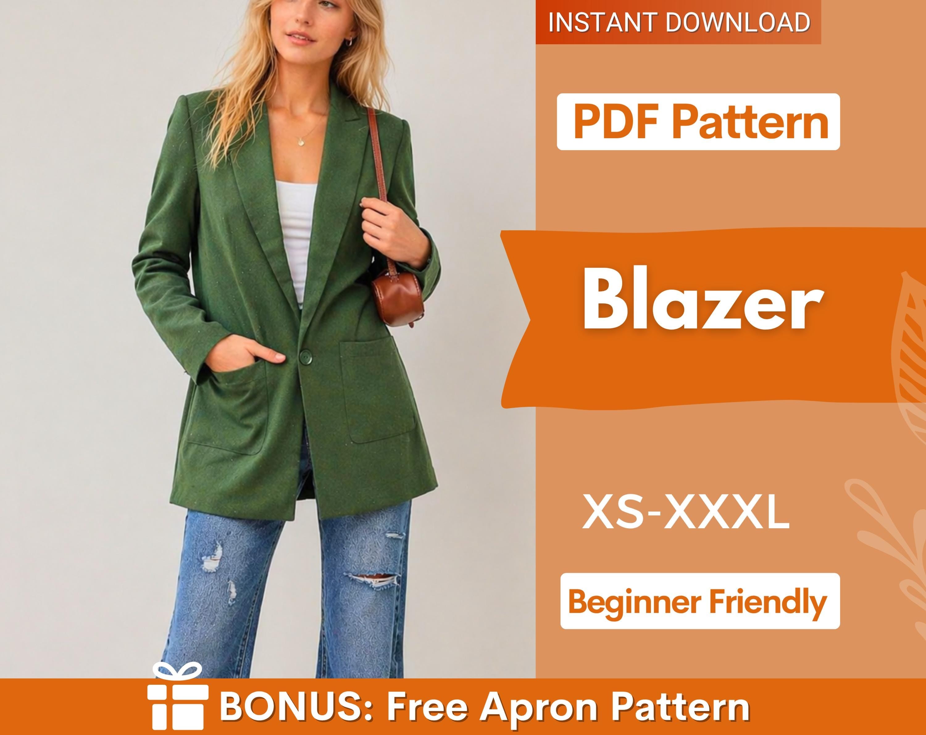 Blazer Sewing Pattern | Jacket Sewing Pattern | Coat Sewing Pattern Women PDF |  Coat Pattern |  Women Sewing Pattern |  Sewing Pattern PDF