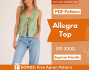 Allegra Top Sewing Pattern | Women Sewing Pattern | Blouse Pattern | Front Tie Top Pattern | Beginner Sewing Pattern | Vest Pattern Women