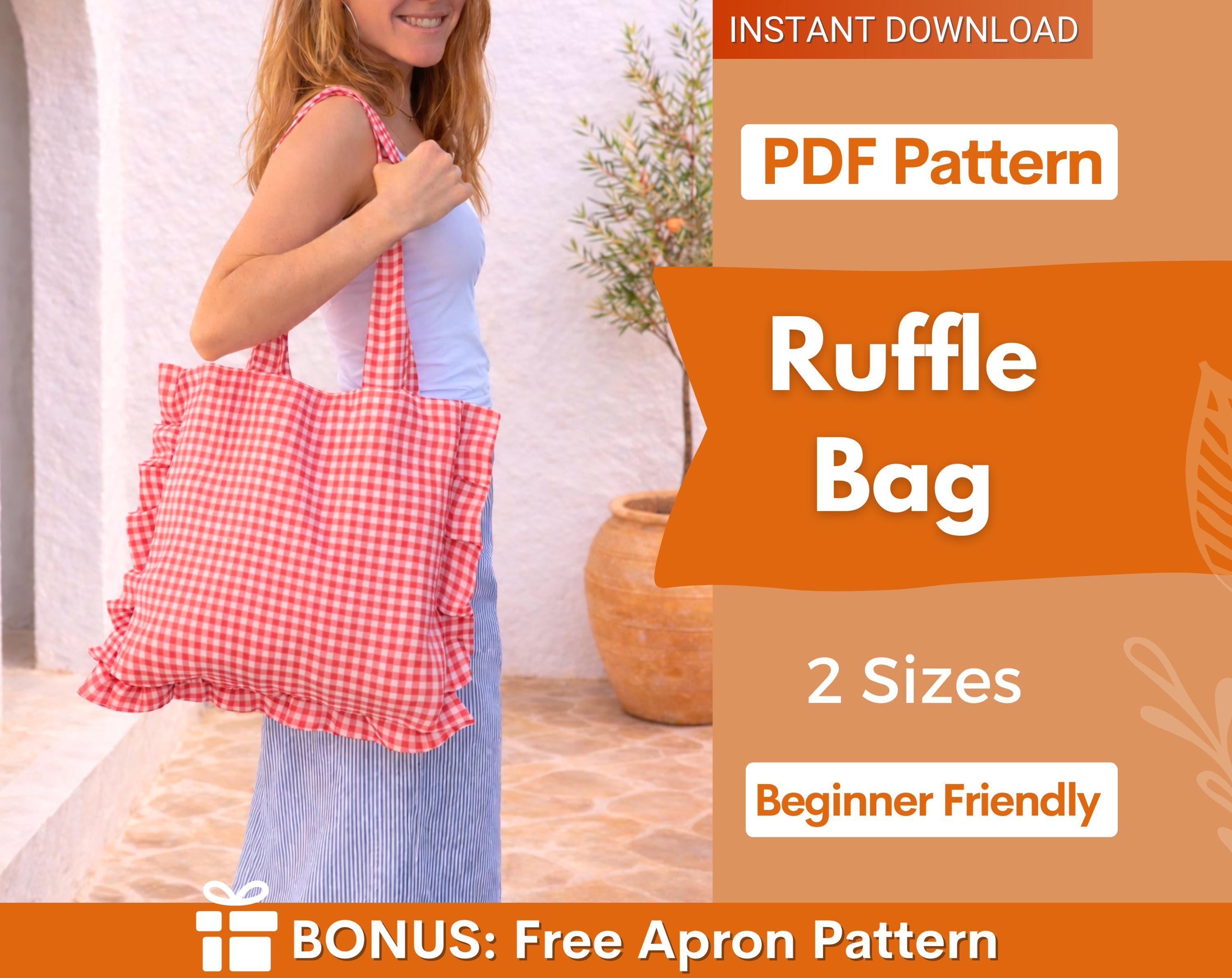 Tote Bag with Ruffles Sewing Pattern | Women's Handbag Shoulder Bag | Shopping Bag Pattern | Shoulder Bag Sewing Pattern, Beginner Bag
