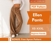 Women Pants Sewing Pattern | XS-XXXL | Sewing Patterns | Trousers Pattern | Wide Leg Pants Pattern | Sewing Pattern Pants Women