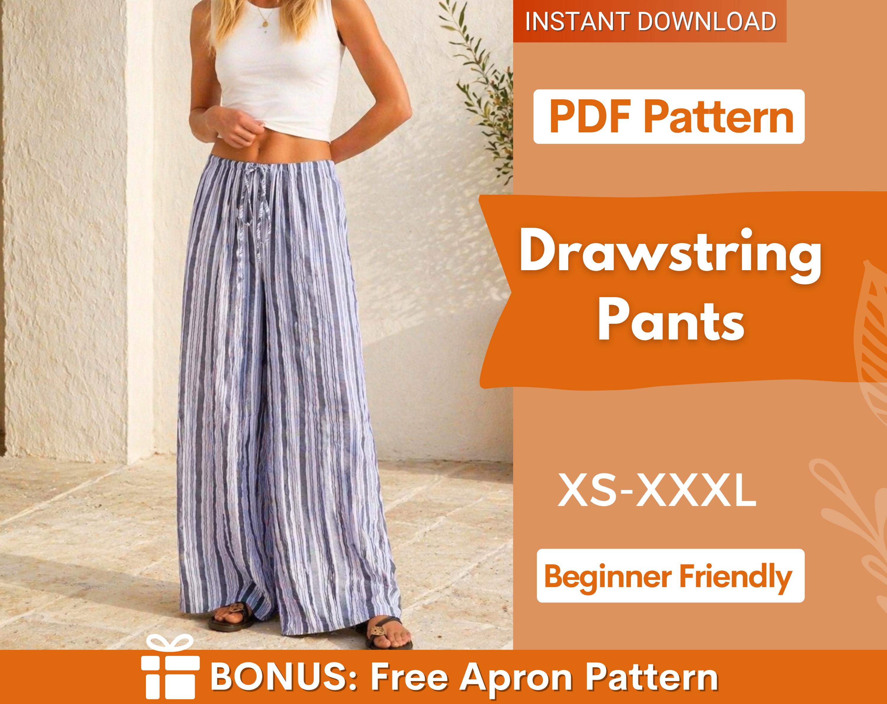 Drawstring Pants Pattern | Wide Leg Pants Sewing Pattern for Women | Pants Pattern | Women Sewing Pattern | Women Palazzo Pants Trousers
