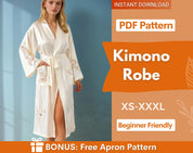 Kimono Sewing Pattern, Women Robe Beginner Pattern, Kimono Pattern Women, Beach Cover Pattern, Bathrobe Pattern, Women Sewing Pattern