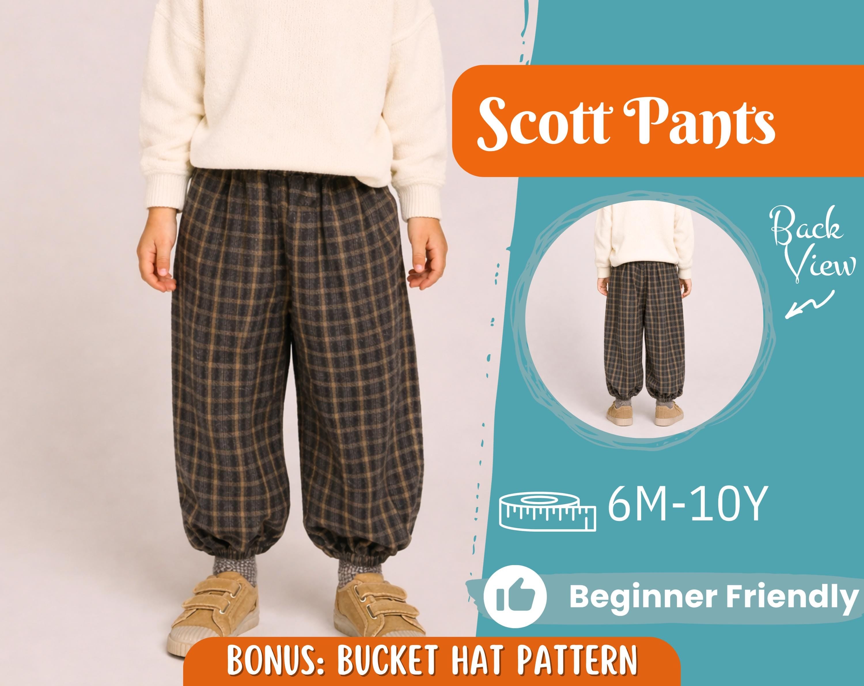 Baggy Pants Sewing Pattern for Kids, Elastic Waistband Pants, Kids Pattern, Baby Sewing Pattern, Beginner Pattern, Sewing Pattern Toddlers