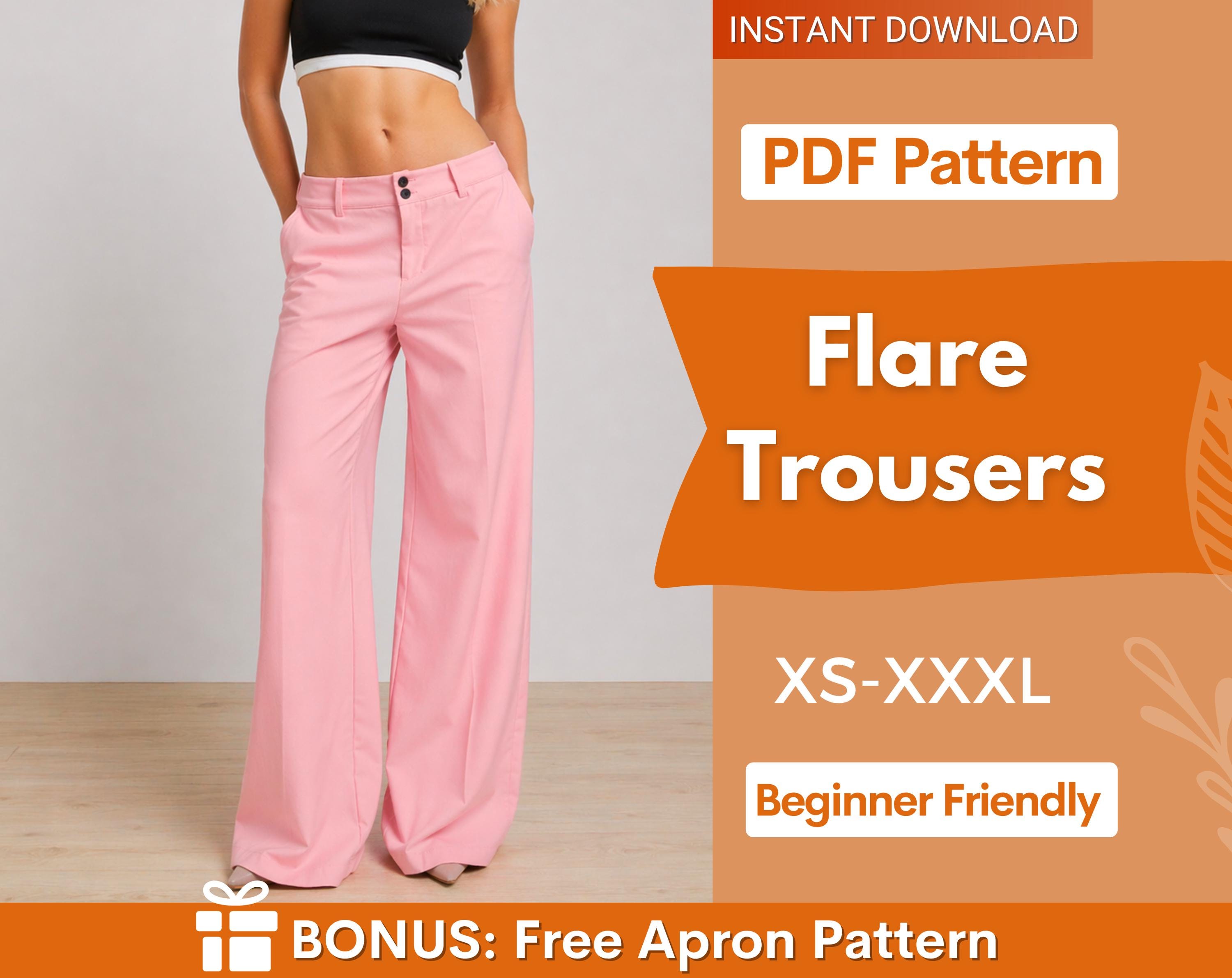 Flare Pants Sewing Pattern | XS-XXXL | Sewing Patterns | Pants Sewing Pattern, Wide Leg Pants Pattern | Sewing Pattern Pants Women Sewing