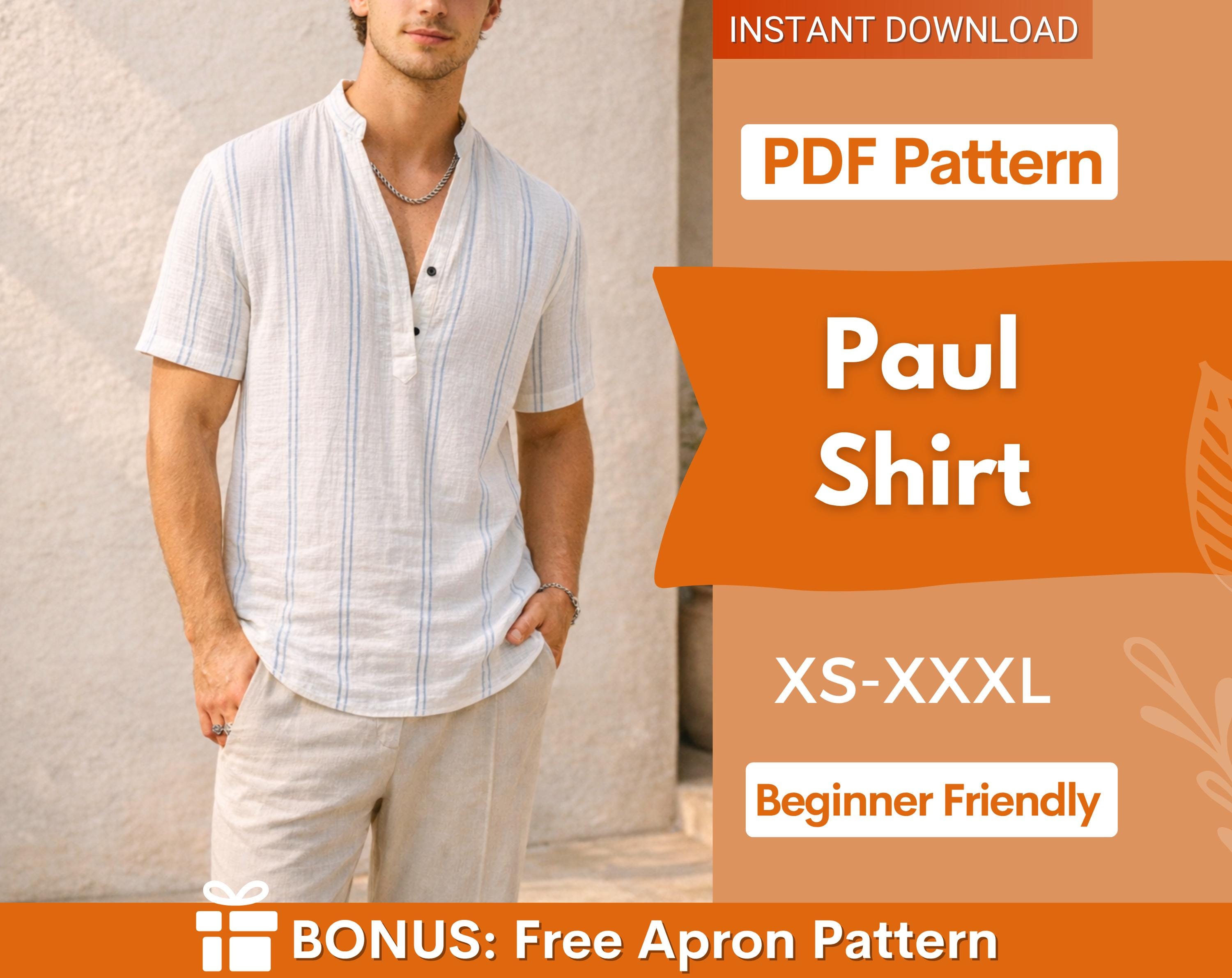 Men's Shirt Sewing Pattern, Shirt Pattern for Men, T-Shirt Pattern, Sewing Pattern for Men, Men Sewing Pattern, Men's Summer Shirt Pattern
