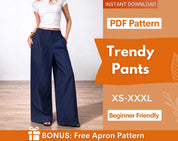 Wide Leg Pants Sewing Pattern | Women Pants Pattern | Sewing Patterns | Trousers Pattern | Women Sewing Patterns | Palazzo Pants Pattern