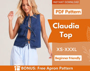 Top Sewing Pattern | Front Tie Top Pattern | Vest Pattern | Top sewing pattern | Women Sewing Patterns | Denim Pattern Vest Top Women