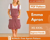Apron Sewing Pattern | Pinafore Dress Pattern | Apron Pattern | Dress Sewing Pattern| Beginner Pattern, Sewing Pattern, Women Sewing Pattern