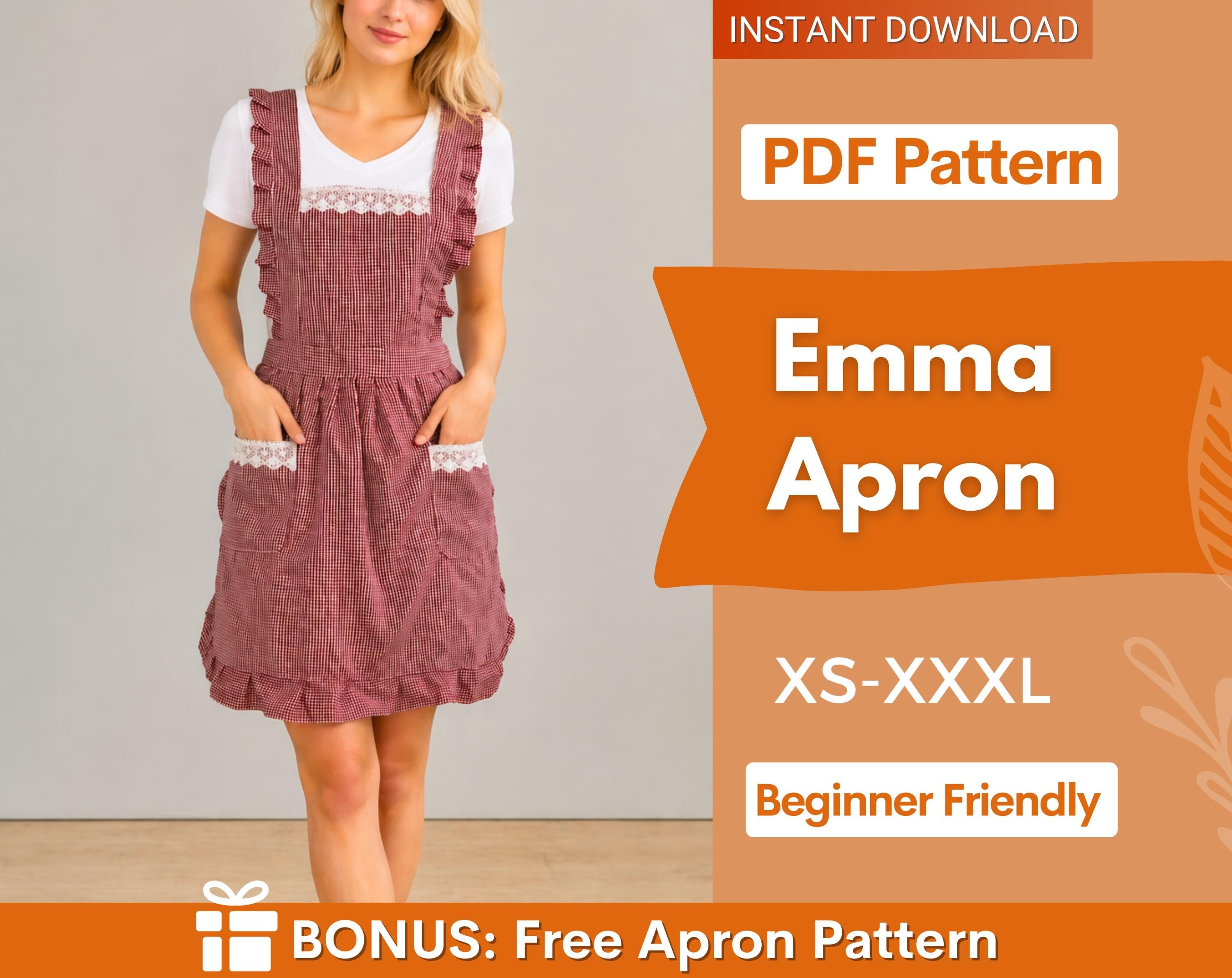 Apron Sewing Pattern | Pinafore Dress Pattern | Apron Pattern | Dress Sewing Pattern| Beginner Pattern, Sewing Pattern, Women Sewing Pattern