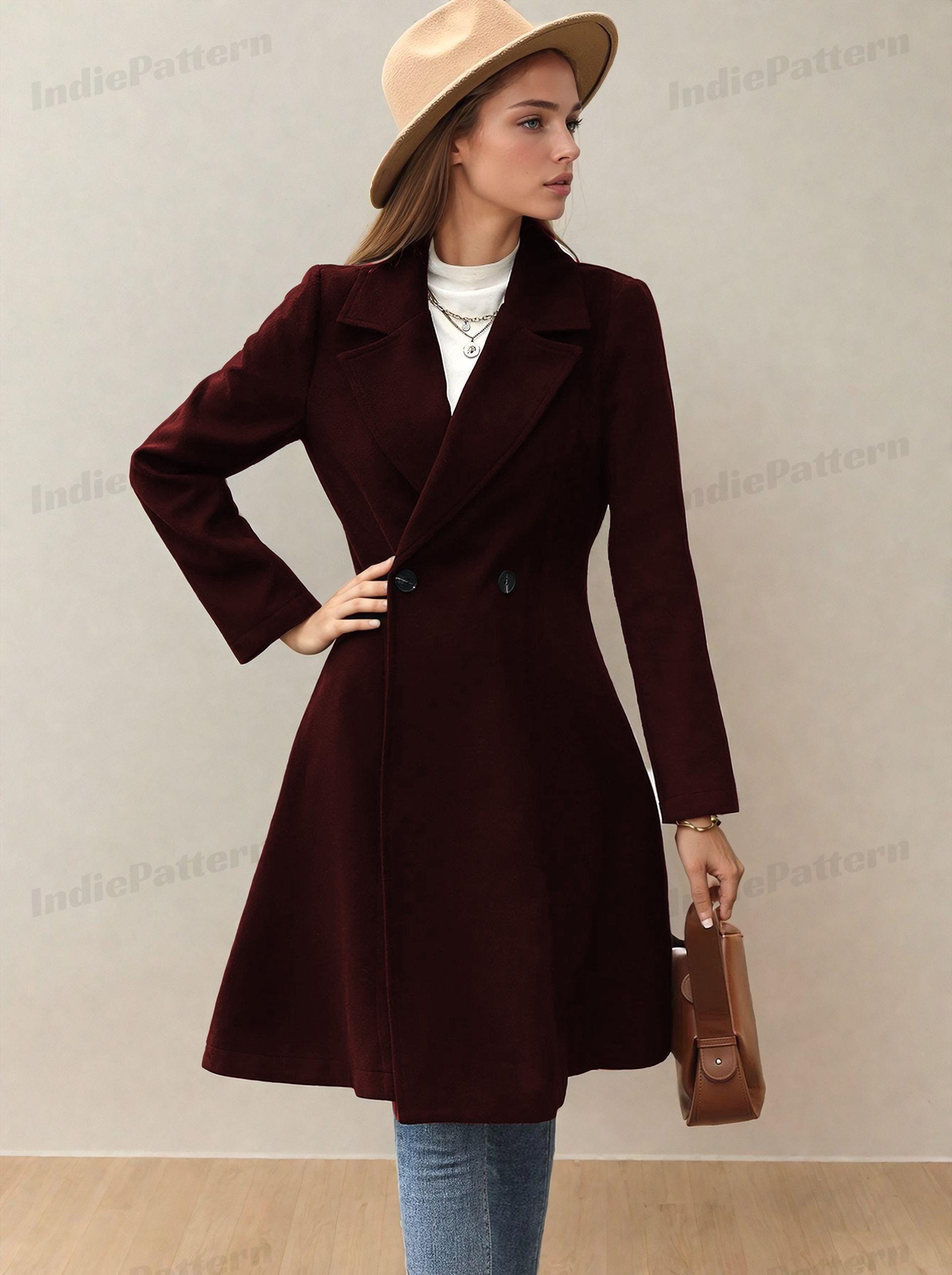 Winter Coat Sewing Pattern Women PDF |  Coat Pattern | Long Coat PDF Pattern | Jacket Sewing Pattern | Women Sewing Pattern
