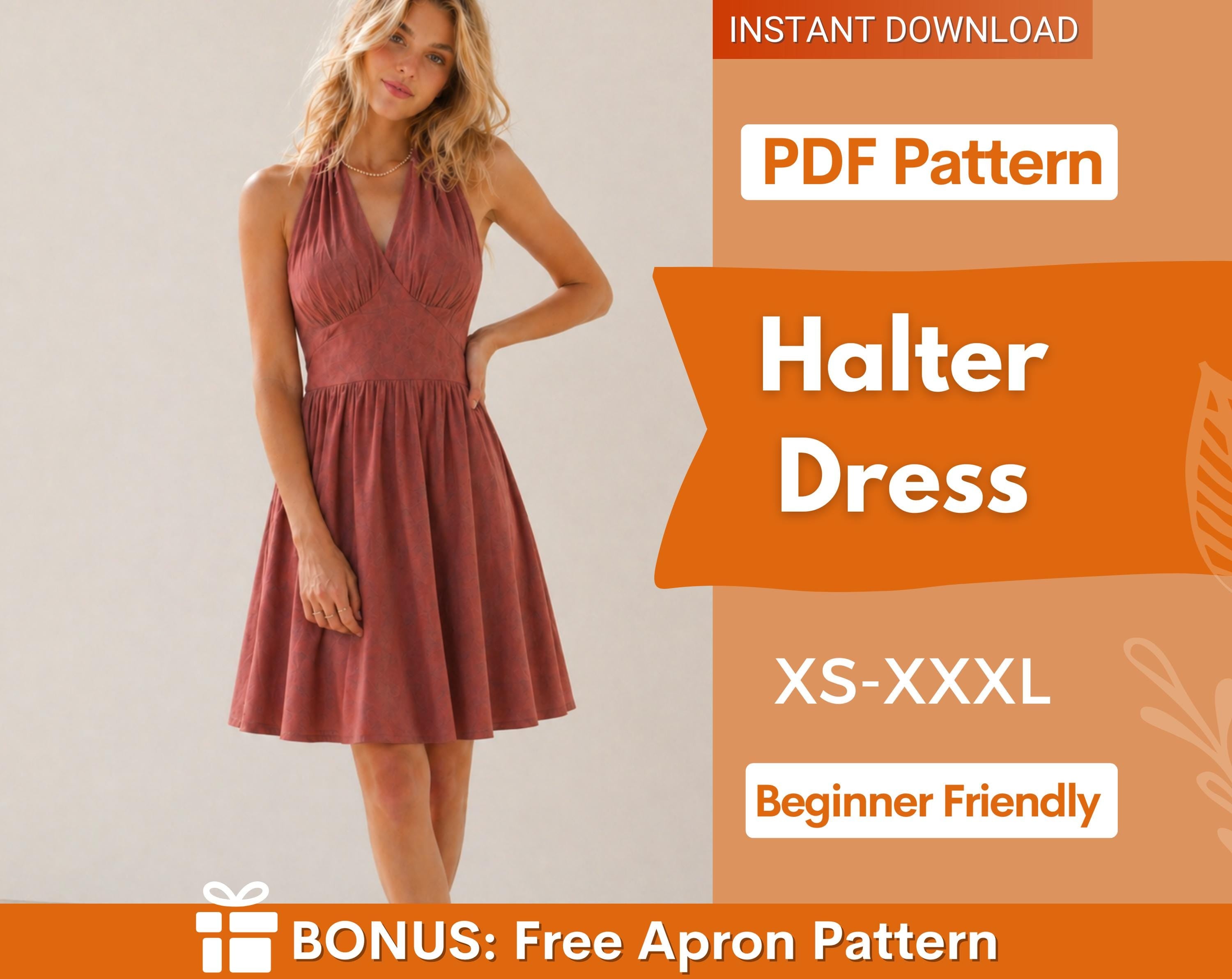 Halter Dress Pattern | Dress Pattern | Women Pattern | Dress Sewing Pattern for Women | Backless Dress  | Summer Dress | Midi Dress