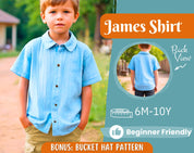 Shirt Sewing Pattern for Kids, Boy's Shirt Pattern, Kids Pattern, PDF Pattern, Beginner Pattern, Sewing Pattern Toddlers, Kids Shirt Pattern