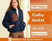 Jacket Sewing Pattern for Women, Women Sewing Pattern, Teddy Jacket, Zip Up Jacket, Beginner Sewing Pattern, Sewing Pattern Jacket Coat