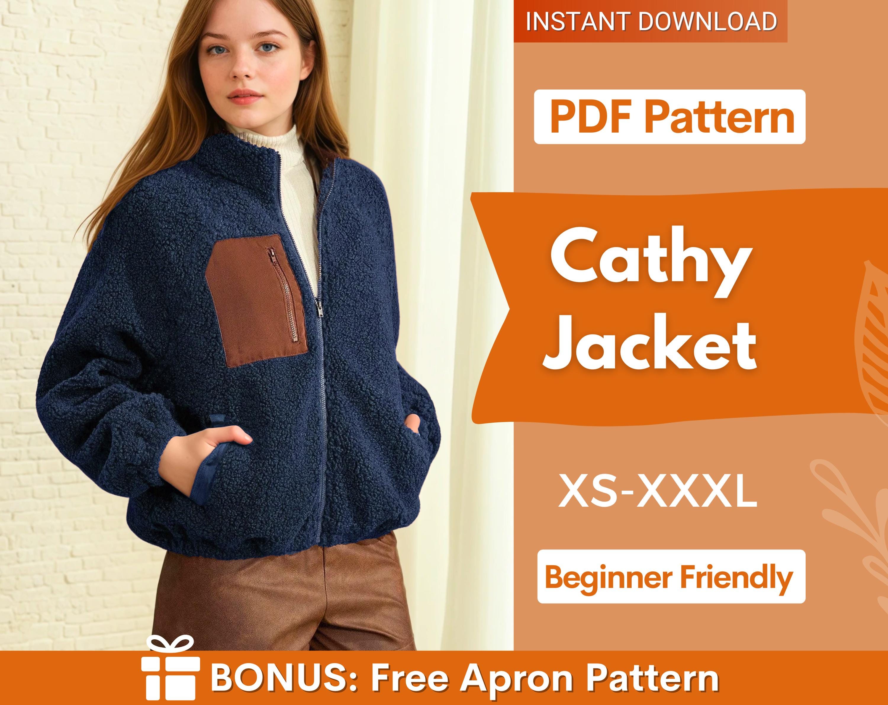 Jacket Sewing Pattern for Women, Women Sewing Pattern, Teddy Jacket, Zip Up Jacket, Beginner Sewing Pattern, Sewing Pattern Jacket Coat