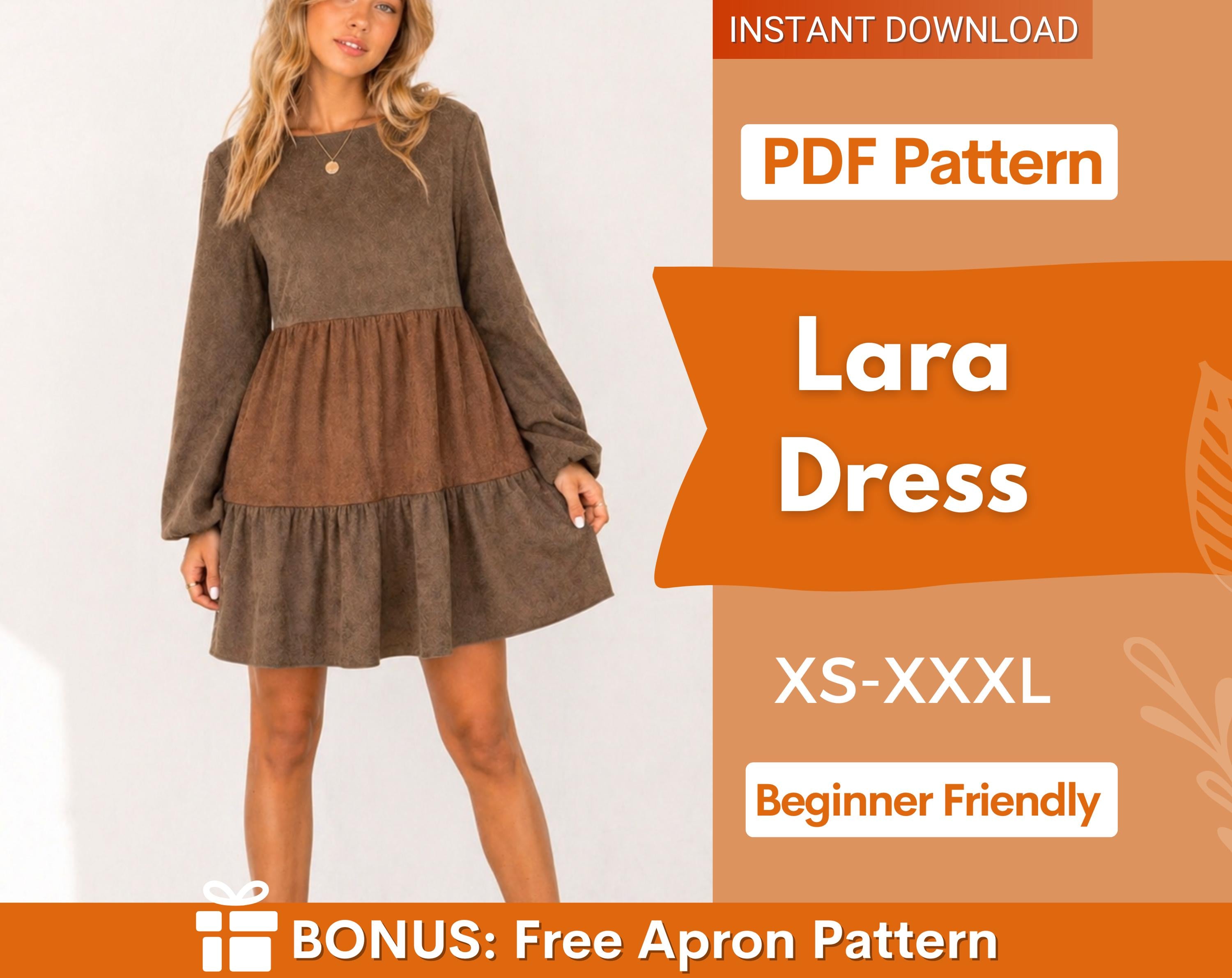 Dress Sewing Pattern | Long Sleeved Dress Pattern | Dress Pattern | Midi Dress Pattern | Women Sewing Pattern | Beginner Dress Pattern