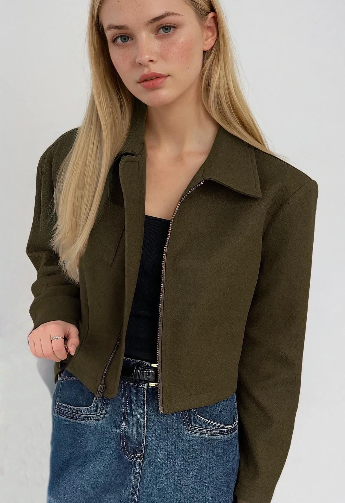 Jacket Pattern for Women, Zip Up Jacket Pattern, Women Jacket Sewing Pattern, Crop Jacket, Short Jacket, Women Sewing Pattern Zipper Jacket
