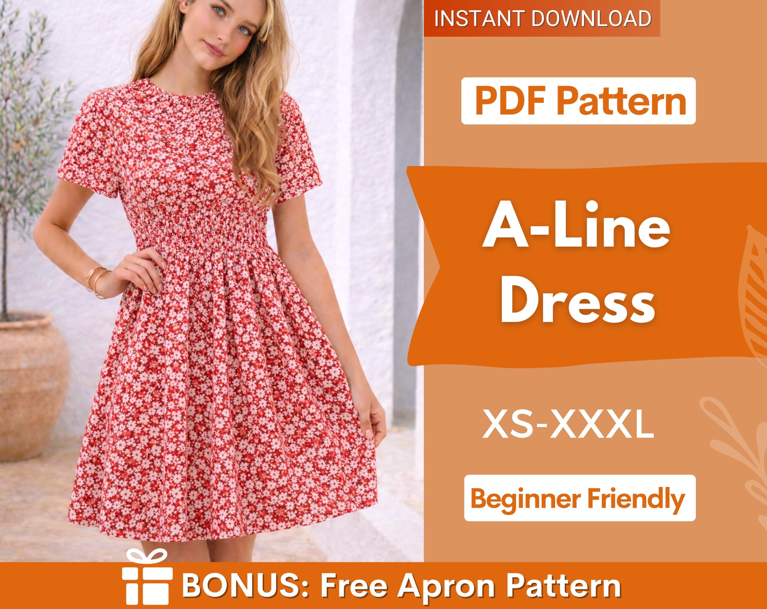 Women Dress Pattern | XS-XXXL | A-Line Dress Sewing Pattern | Summer Dress Pattern | Women Sewing Pattern | Easy Dress PDF Pattern Beginner