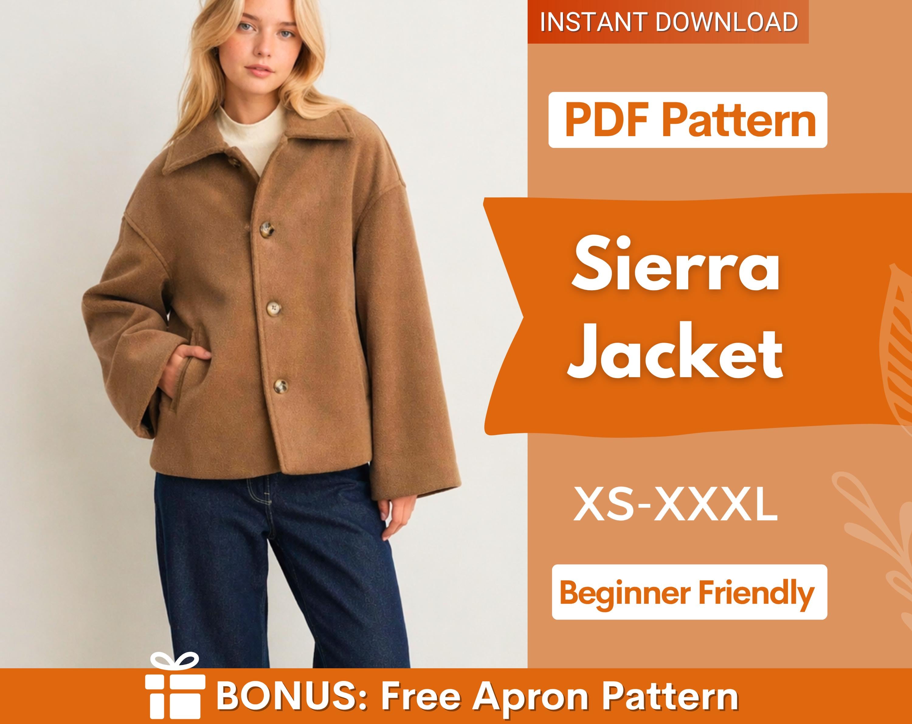 Jacket Sewing Pattern for Women, Button Up Jacket, Coat Pattern, Beginner Sewing Pattern, Sewing Pattern Jacket Coat for Women