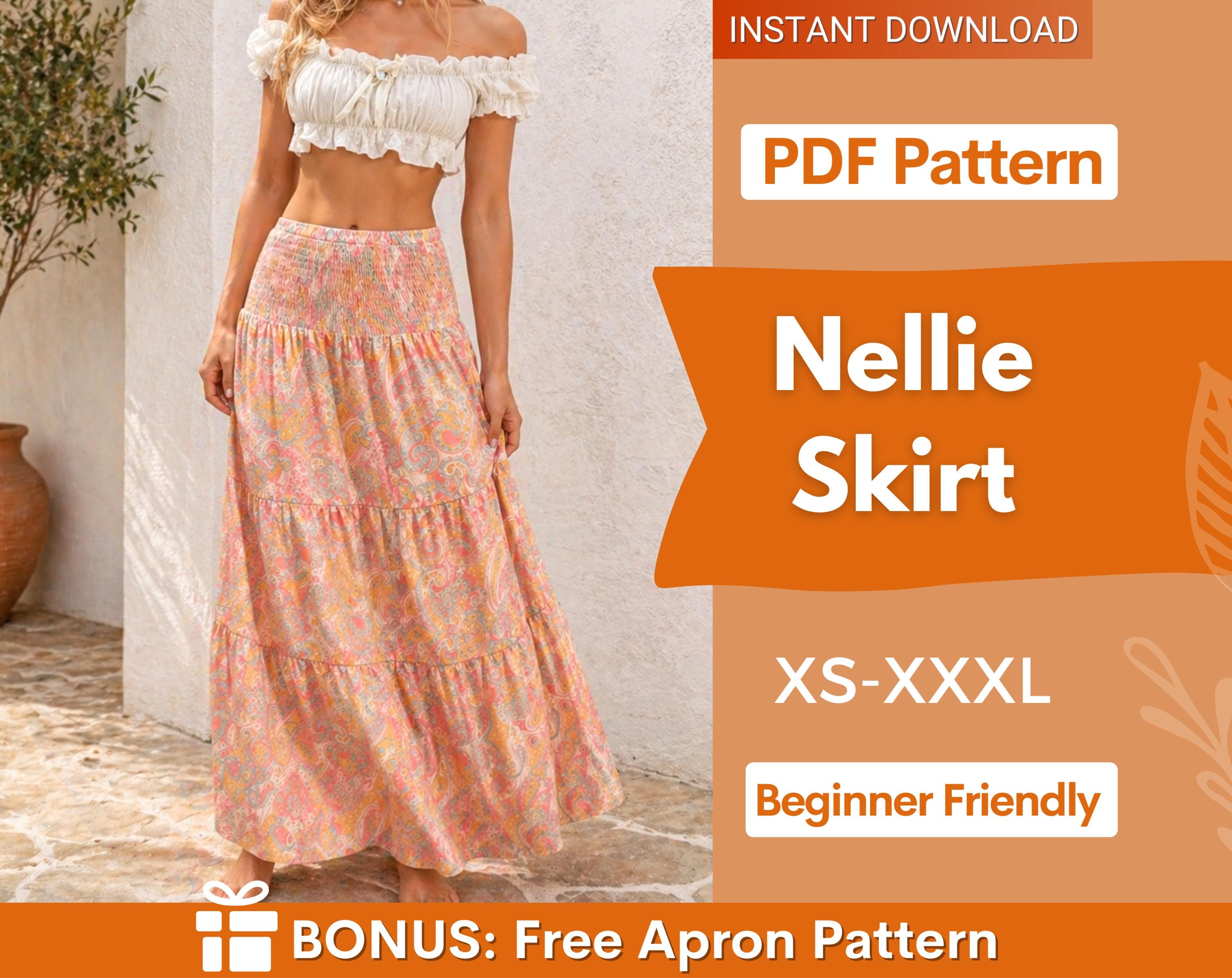 Nellie Maxi Skirt Pattern | Skirt Pattern | High Waist Skirt Pattern | Sewing Patterns | Women Sewing Pattern, Summer Skirt Pattern
