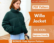 Puffer Jacket Sewing Pattern |  Coat Pattern | Sewing Patterns | Jacket Pattern | Women Sewing Pattern Jacket Coat | Jacket With Lining