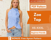 Top Sewing Pattern | Women Vest Pattern | Blouse Pattern | Front Tie Top Pattern | Sewing Patterns for Beginner Top | Peplum Top