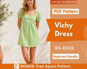 Smock Dress Pattern, Milkmaid dress sewing pattern, women sewing pattern, easy dress pattern, smock pattern, Puff sleeve dress pattern