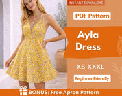 Ayla Dress Sewing Pattern | XS-XXXL | Womens Dress Pattern | Summer Dress Pattern | Backless Dress Pattern | Open Back Dress