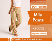 Women Pants Sewing Pattern | XS-XXXL | Flare Pants | Pants Sewing Pattern | Wide Leg Pants | Low Waist Pants Women Sewing Pattern