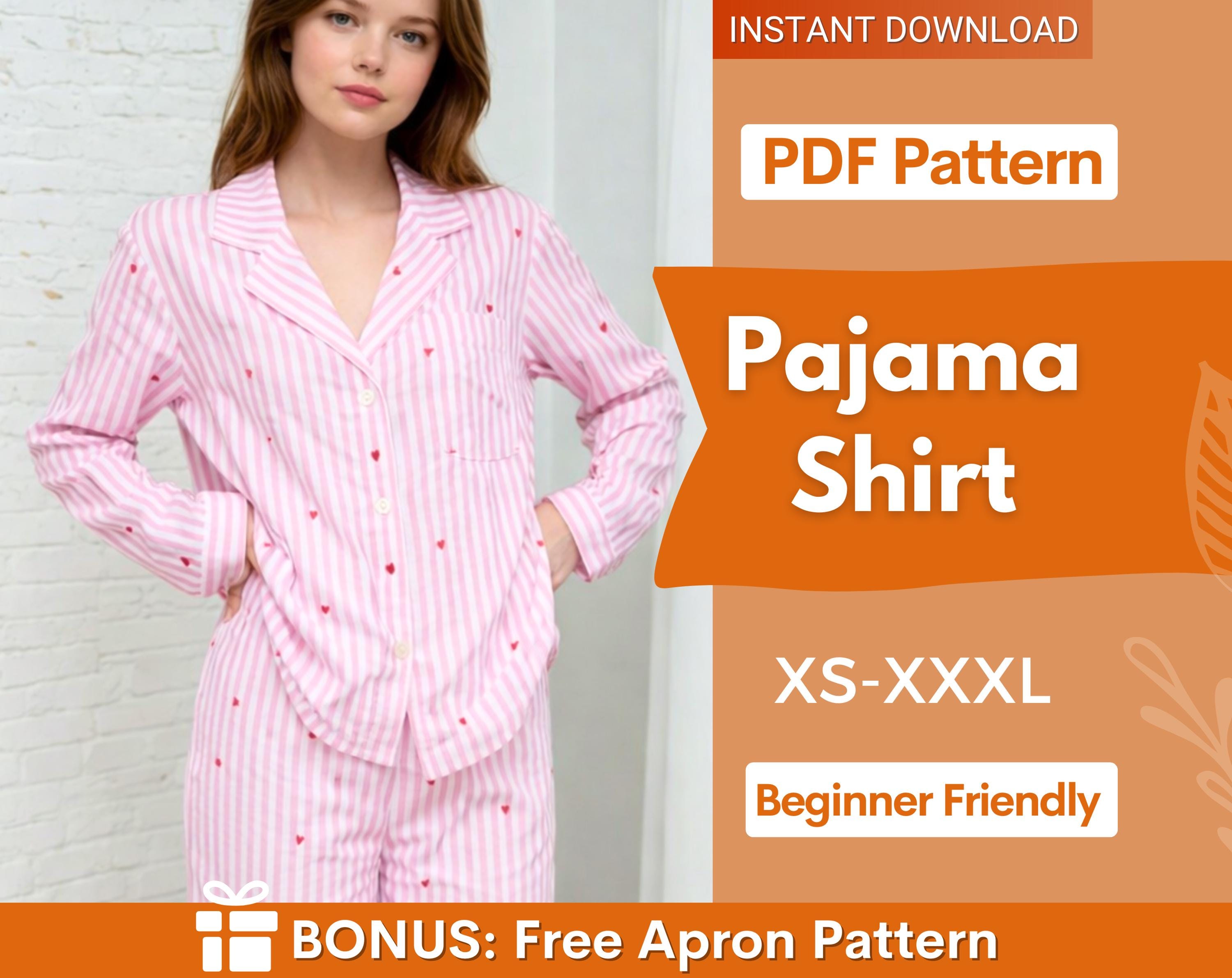 Long Sleeve Pajama Shirt Sewing Pattern | Pajama Shirt Pattern | Women Sewing Pattern | Cozy Pajama | Sewing Pattern Pajama | Pajama Shirt