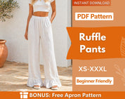 Ruffled Pants Pattern | Women Pants Sewing Pattern | Trouser Pattern | Women Sewing Pattern | Women Wide Leg Pants | Beginner Pattern Pants