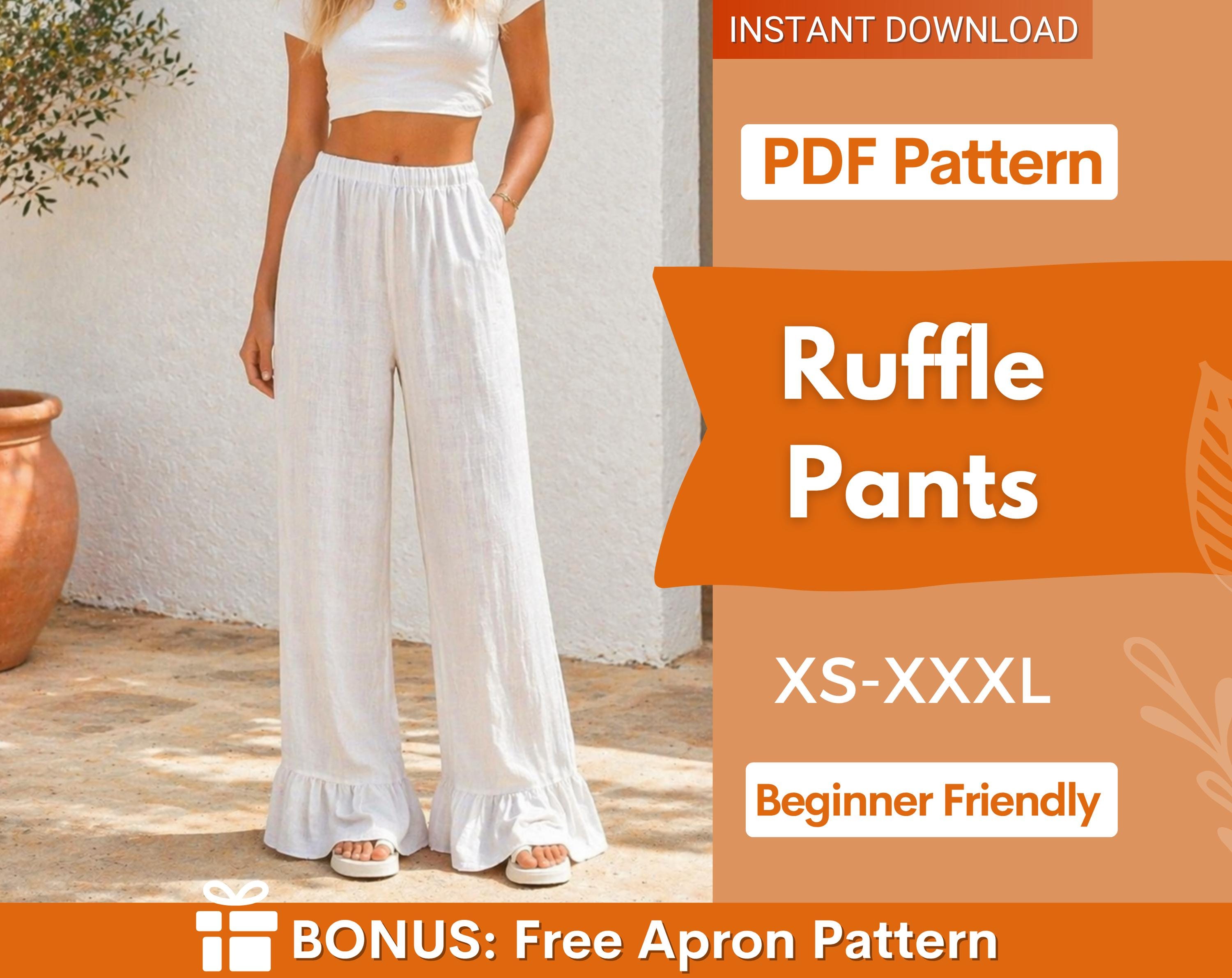 Ruffled Pants Pattern | Women Pants Sewing Pattern | Trouser Pattern | Women Sewing Pattern | Women Wide Leg Pants | Beginner Pattern Pants