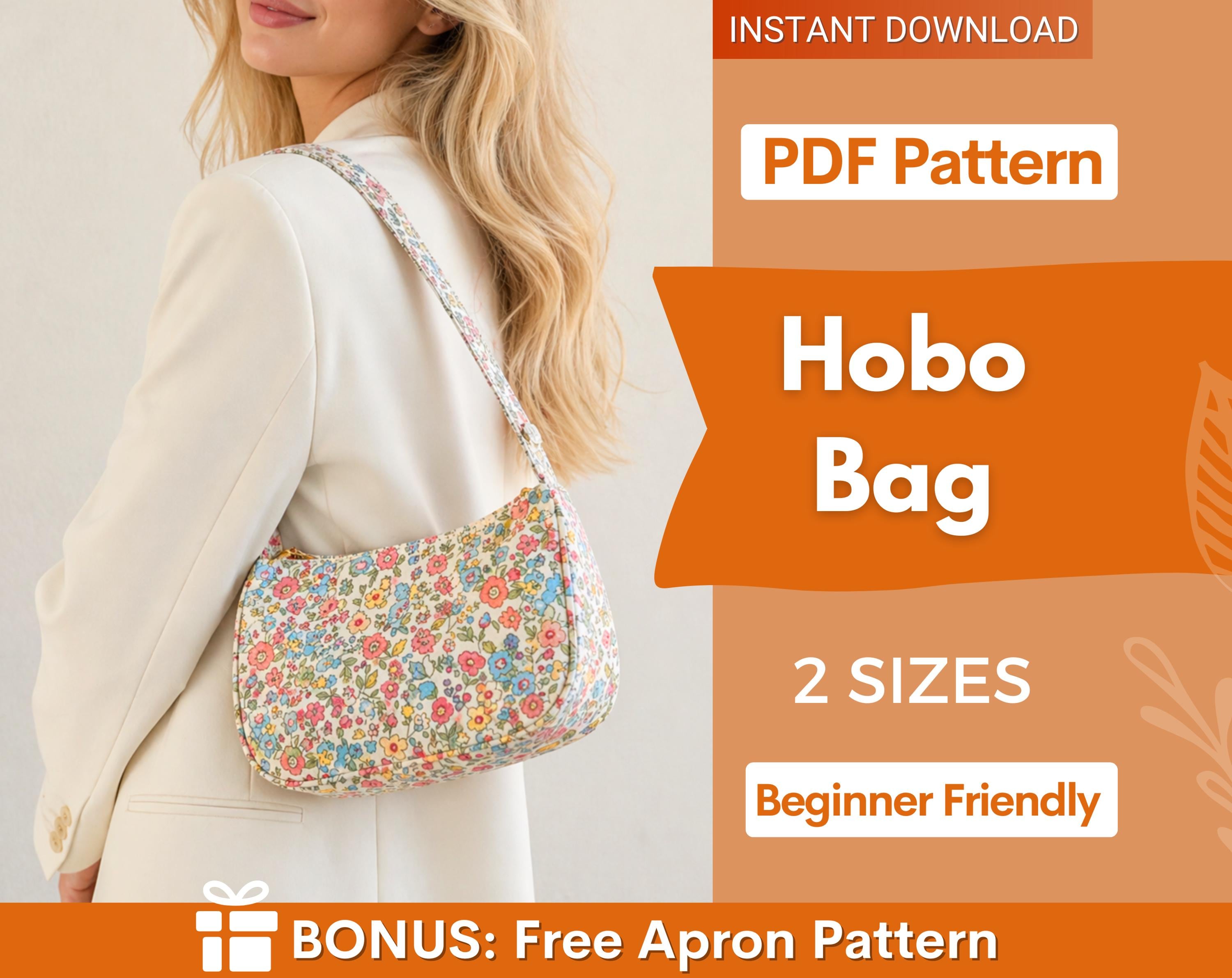 Hobo Bag Sewing Pattern | Shoulder Bag Pattern | Crossbody Bag Sewing Pattern | Shoulder Bag | Women Bag Pattern | Beginner Bag Pattern