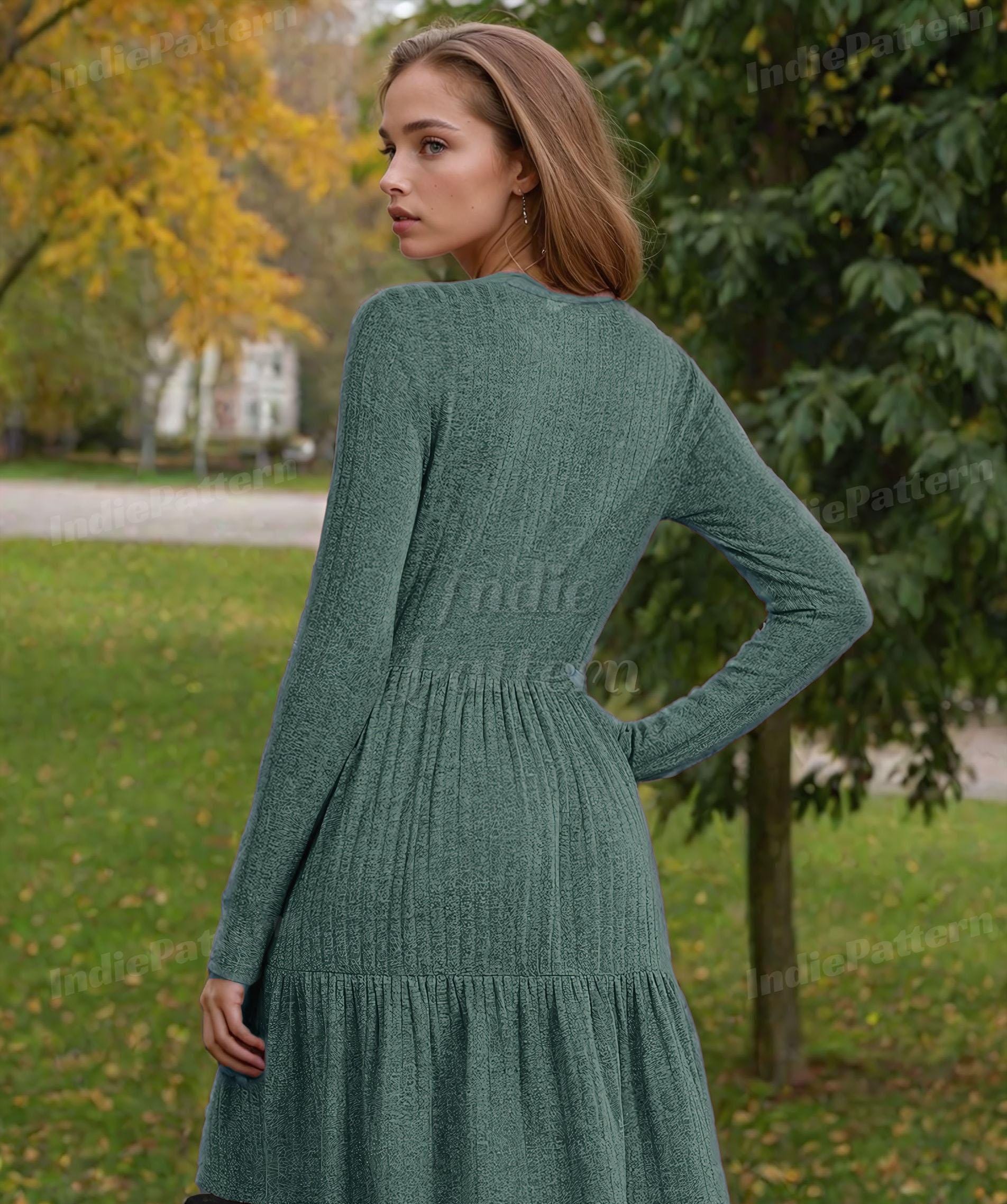 Tiered Dress Sewing Pattern | Dress Pattern | Sewing Patterns | Women Dress Pattern | Beginner Sewing Pattern for Women | Long Sleeved Dress