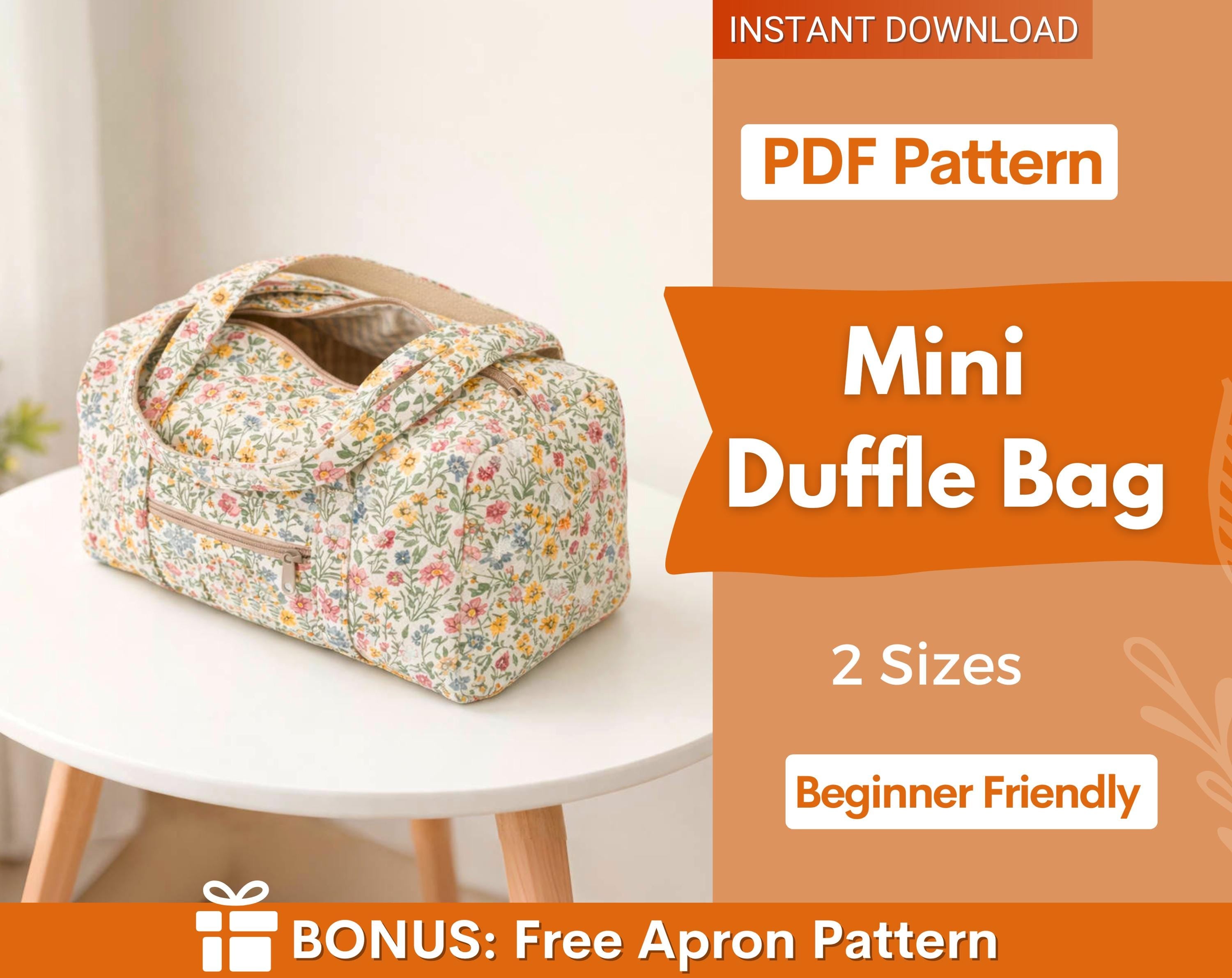 Mini Duffle Bag Pattern | Make Up Bag Sewing Pattern | Beginner Pattern | Travel Bag Pattern |  Bag Sewing Pattern | Beginner Bag Pattern