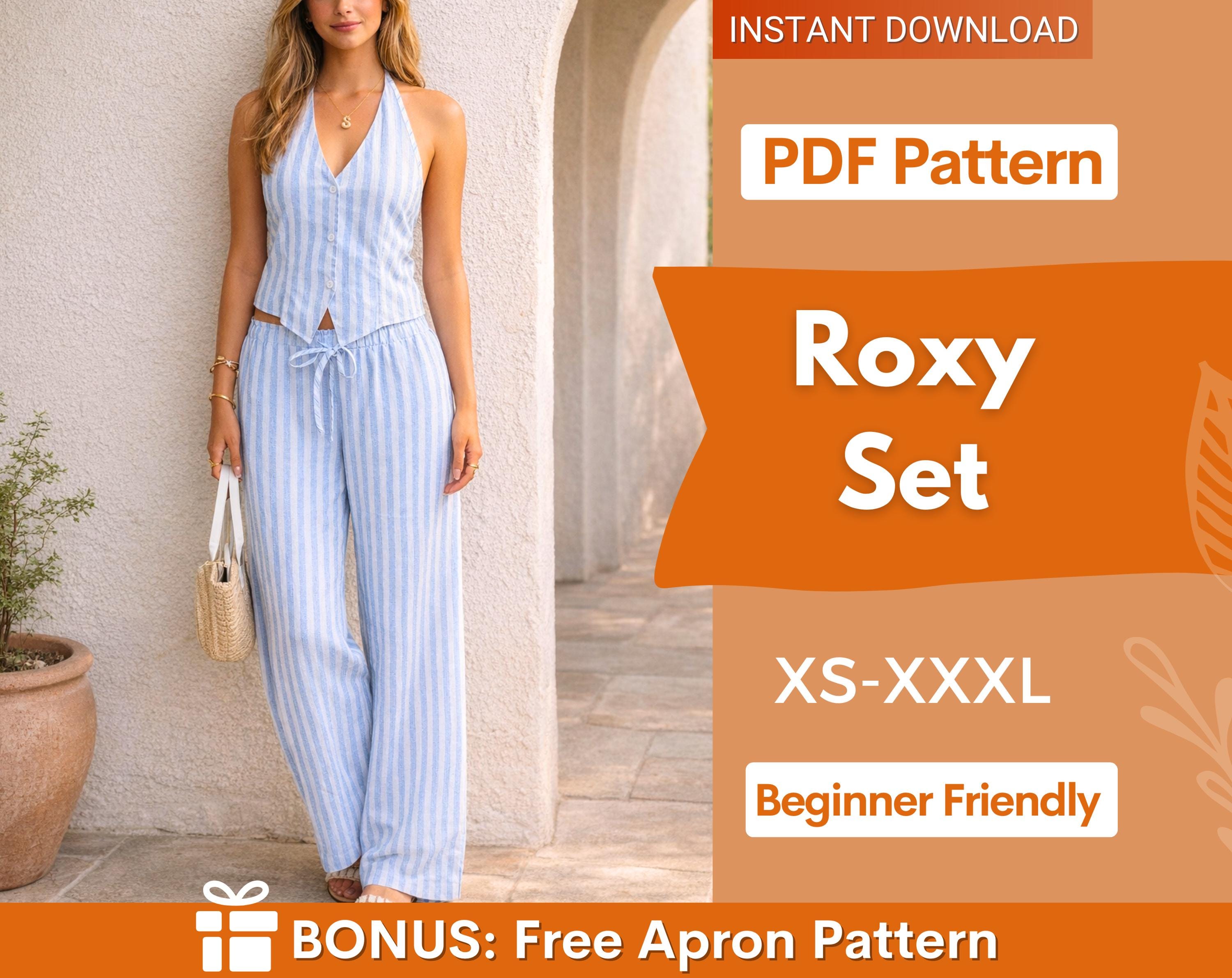 Summer Set Sewing Pattern | Top & Pants Pattern | Sewing Pattern Women | Wide Leg Pants Pattern | Tie Back Top, Backless Top, Open Back Top