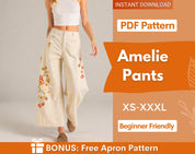 Pants Pattern for Women | Sewing Patterns | Trousers Sewing Pattern | Wide Leg Pants Pattern, Sewing Pattern Pants Women