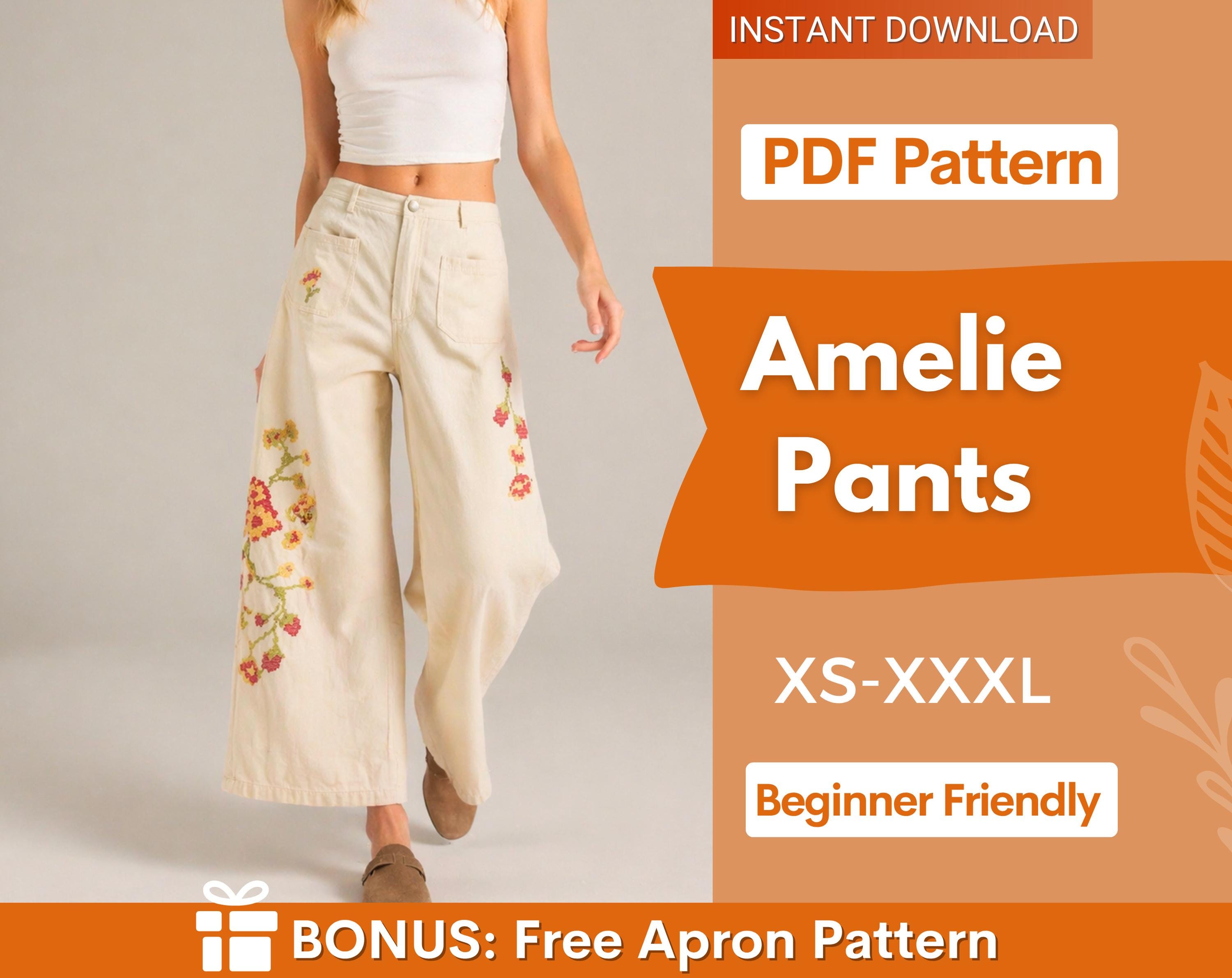 Pants Pattern for Women | Sewing Patterns | Trousers Sewing Pattern | Wide Leg Pants Pattern, Sewing Pattern Pants Women