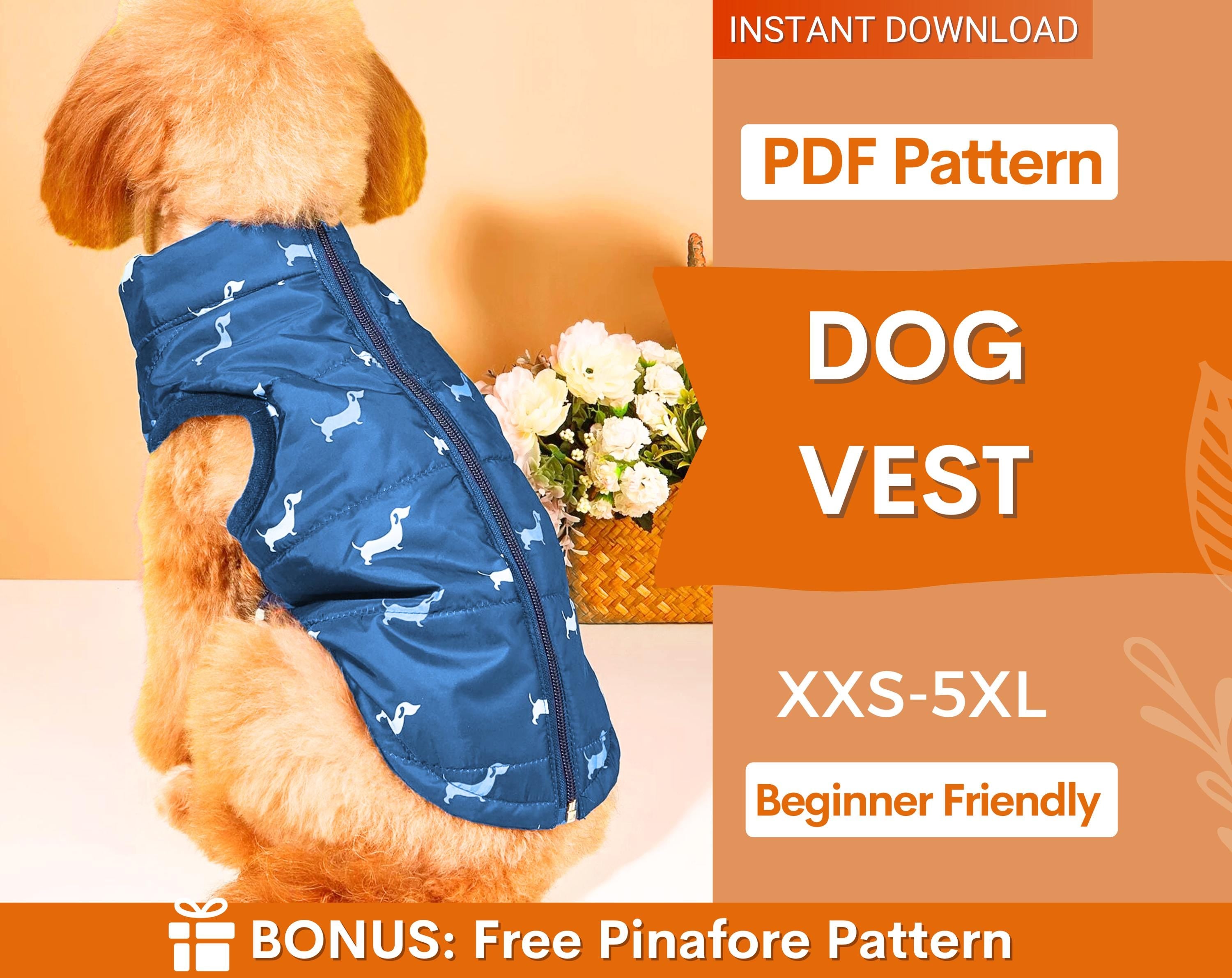 Dog Vest Sewing Pattern, Dog Pattern, Dog Sewing Pattern, Dog Coat, Pattern for dog, Dog Jacket Pattern, Dog Top Pattern, Dog Garment