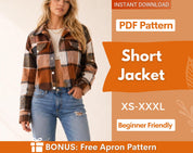 Jacket Pattern, XS-XXXL,Women Short Jacket Sewing Pattern, Women's Shirt Jacket, Shacket sewing pattern, Easy Jacket Pattern, sewing project