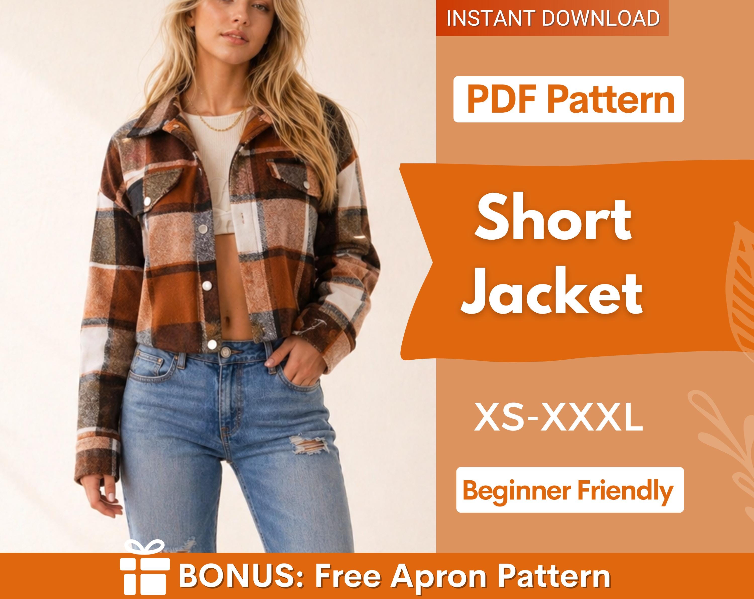 Jacket Pattern, XS-XXXL,Women Short Jacket Sewing Pattern, Women's Shirt Jacket, Shacket sewing pattern, Easy Jacket Pattern, sewing project