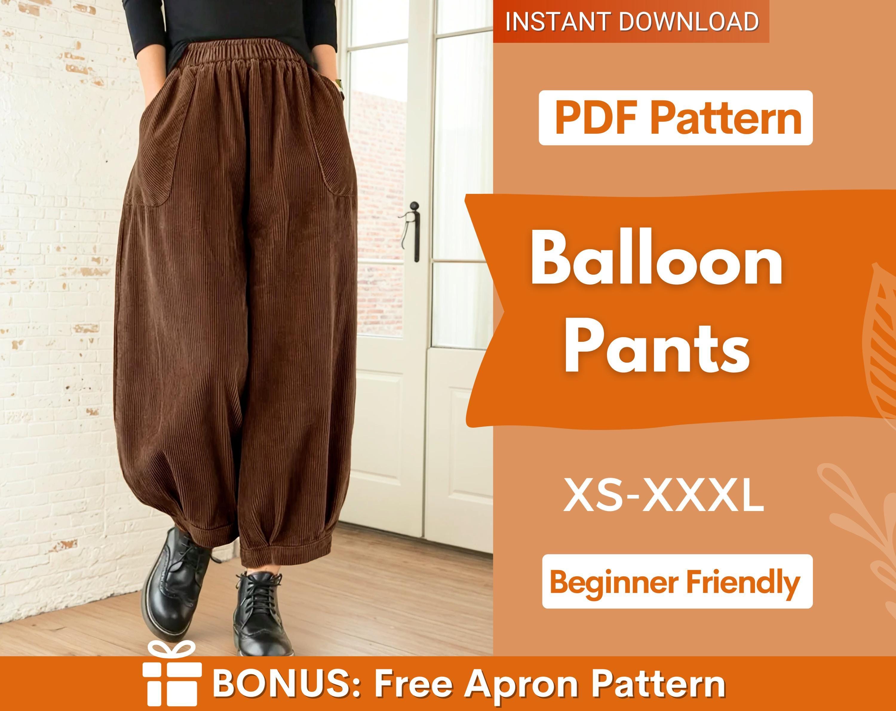 Balloon Pants Sewing Pattern, Barrel Leg Pants Pattern, Wide Leg Pants Sewig Pattern, Women Sewing Pattern Pants, Baggy Pants Pattern