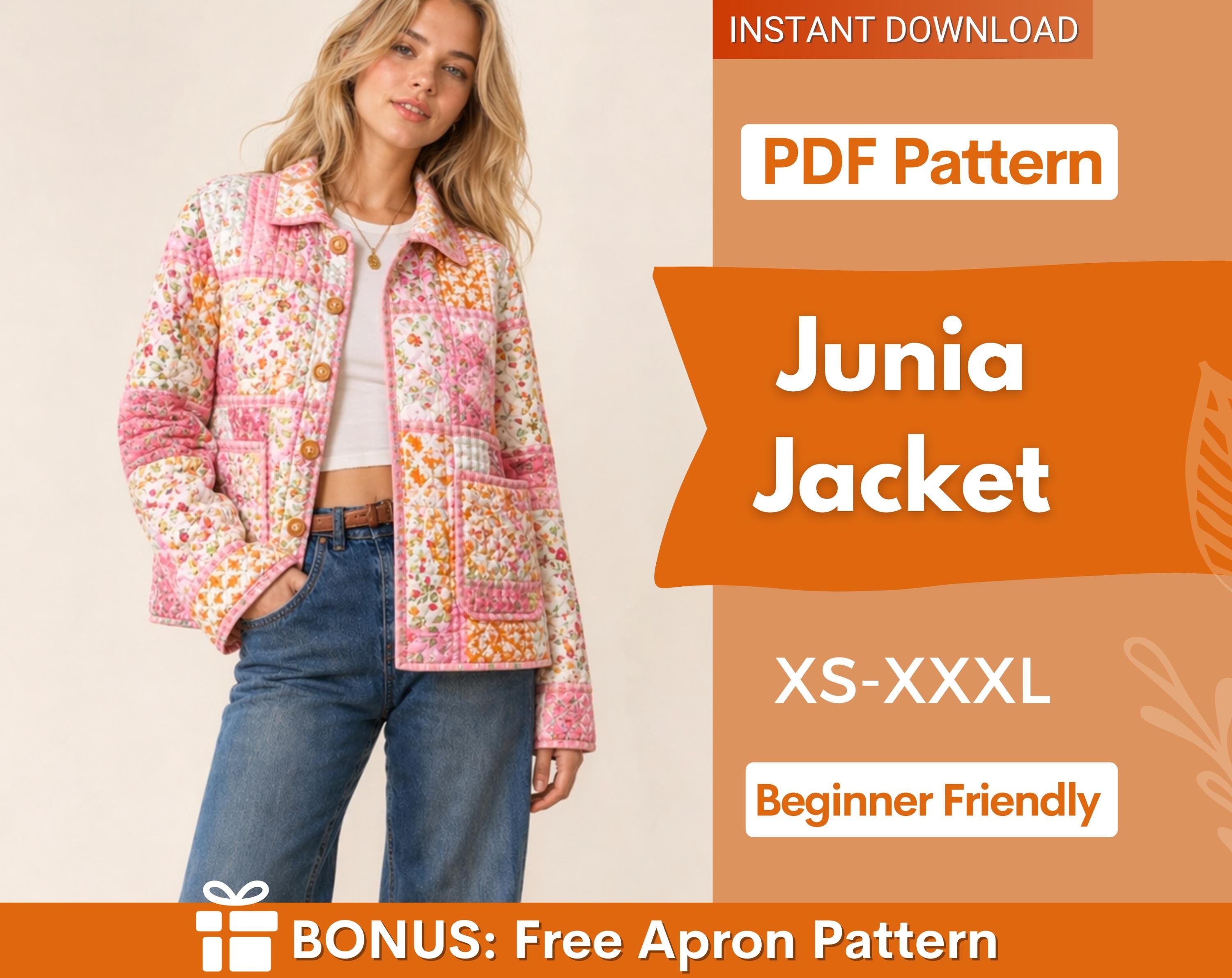 Women Jacket Sewing Pattern | Quilted Jacket Pattern | Sewing Patterns | Women Sewing Pattern Patchwork Jacket | Beginner Jacket